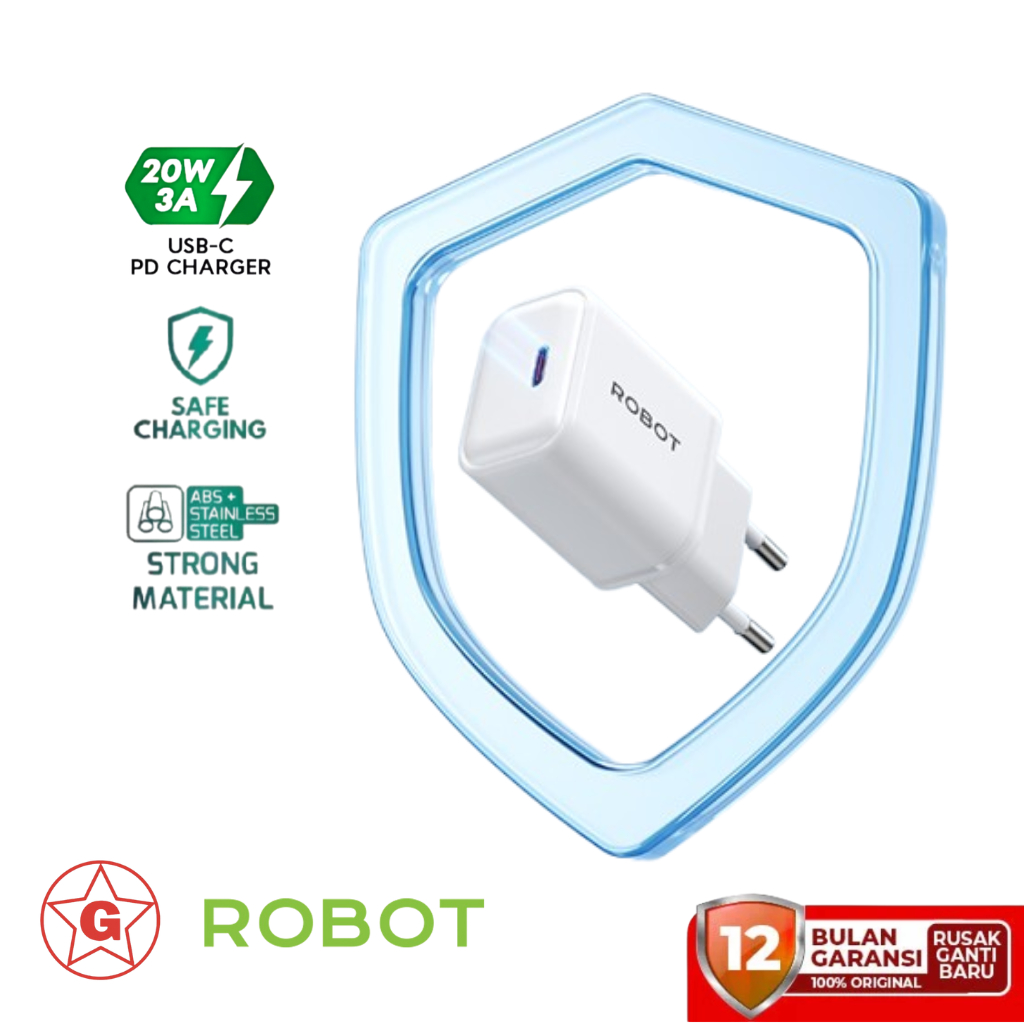 Jual ROBOT RT-P20 Charger Type-C Port 20W Fast Charging | Shopee Indonesia