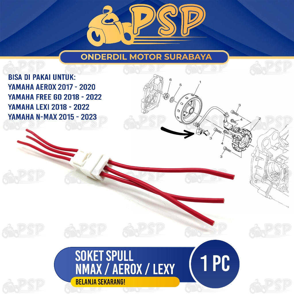 Jual Soket Spull Nmax - Socket Spul Spool Sambungan Kabel 3 Pin + Lawan ...