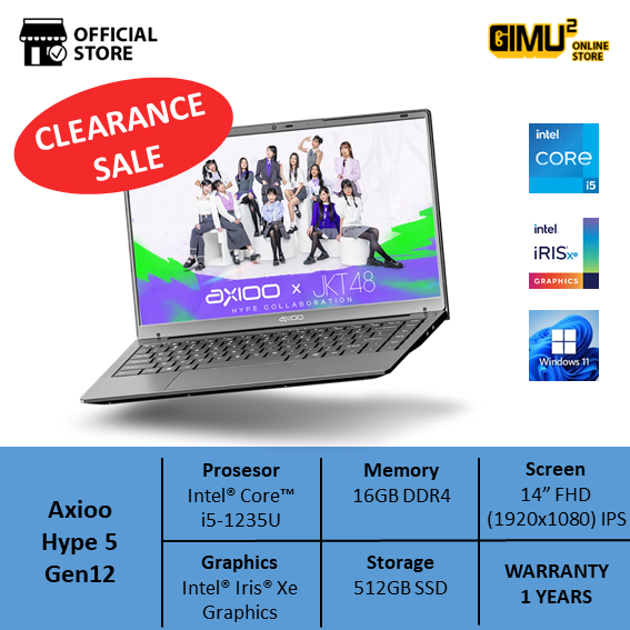 Jual Axioo MyBook Hype 5 G12 Intel Core i5-1235U 16GB 512GB SSD 14