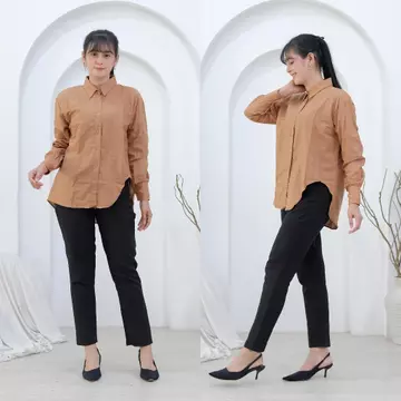 Talita Blouse Kemeja Wanita Linen Premium Kemeja Basic Wanita Casual Korean Style