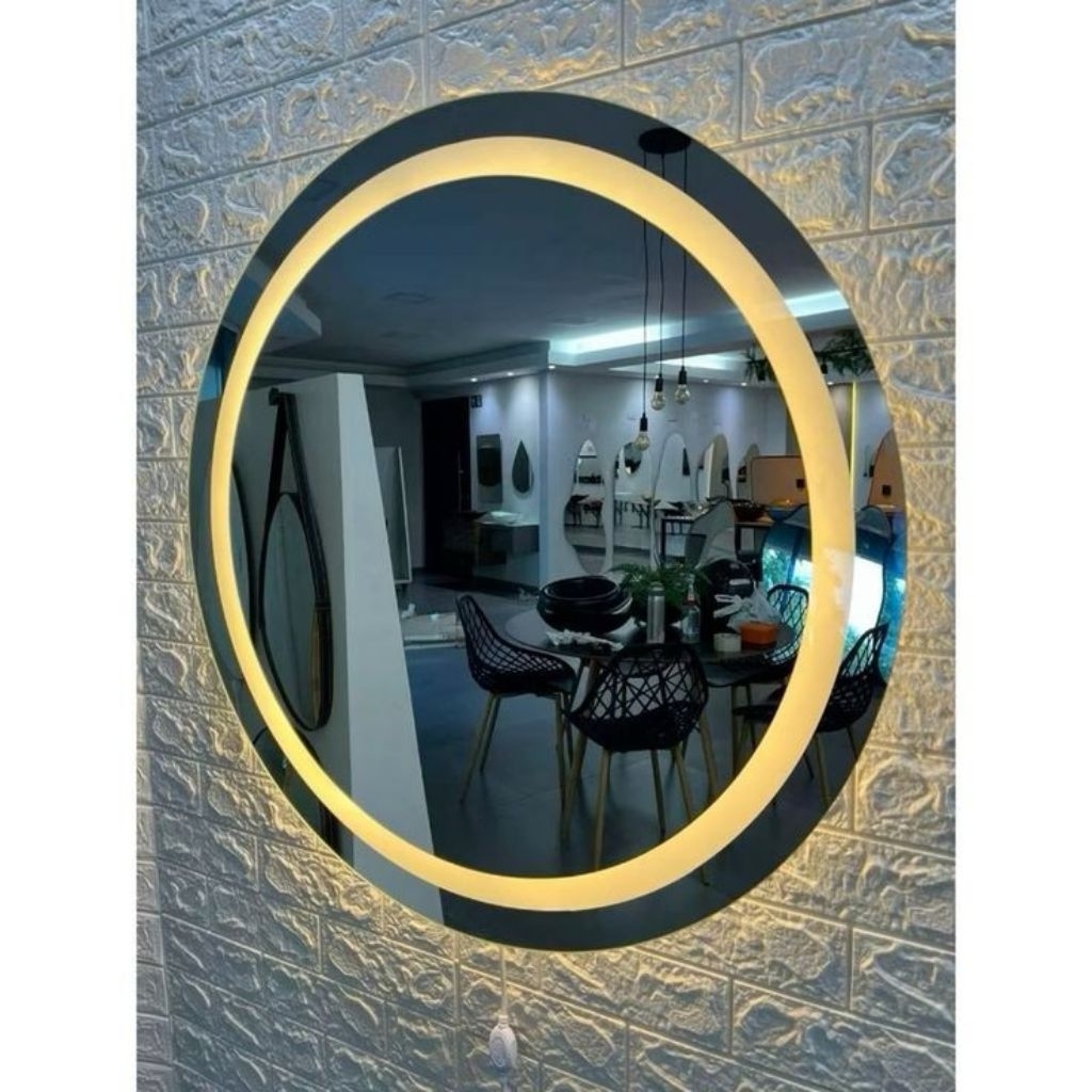 Jual kaca cermin led bulat ring aesthetic cermin led tempel dinding ...