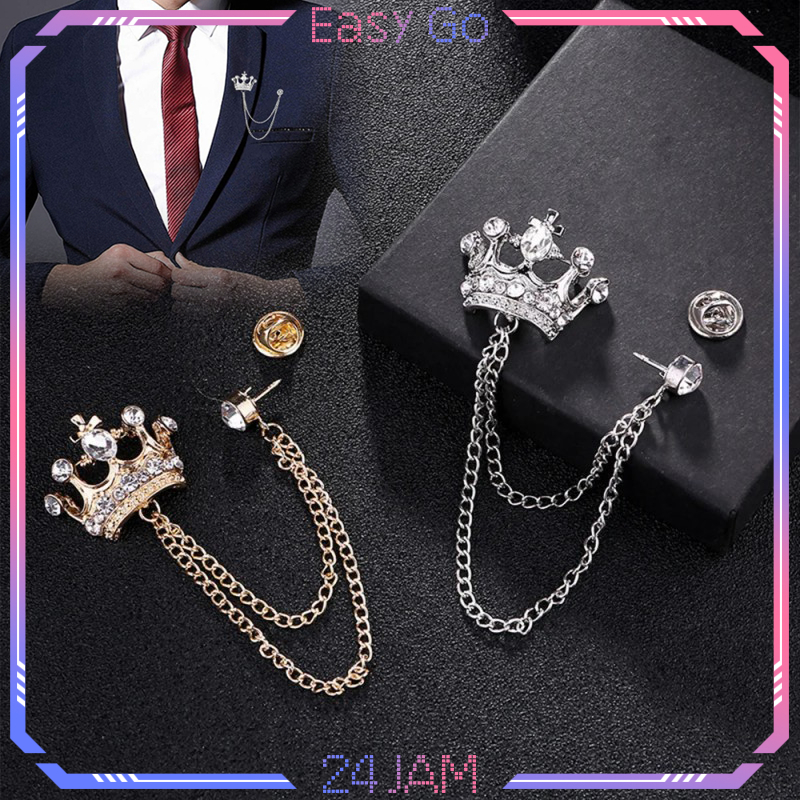 Jual Pin Baju Rantai Desain Crown Bros Rantai Jas Pria Dan Wanita Lapel ...