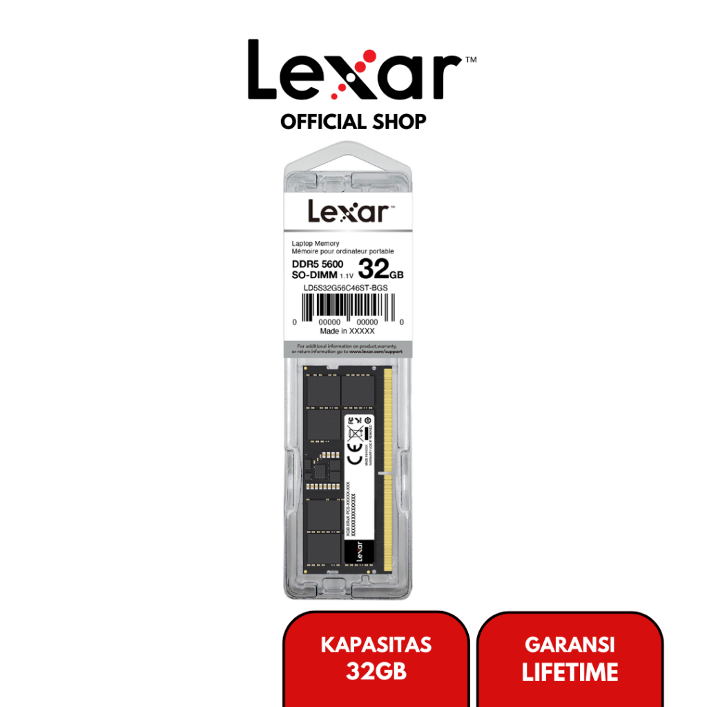 Jual Lexar RAM Laptop SODIMM DDR5 5600 (PC5 - 44800) - 32GB | Shopee ...