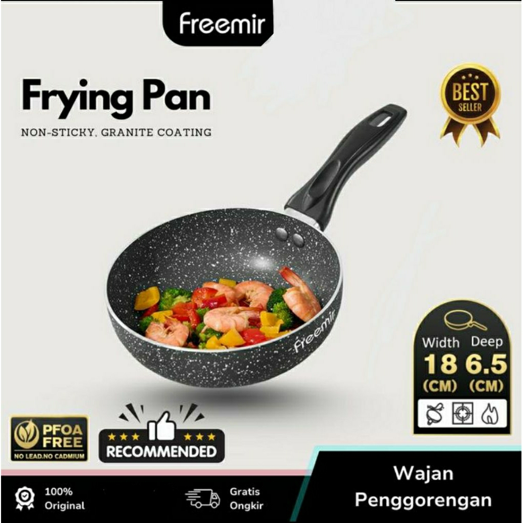 Jual Freemir Wajan Seri Hitam/Wajan Anti Lengket 18cm Wok Pan Hitam ...
