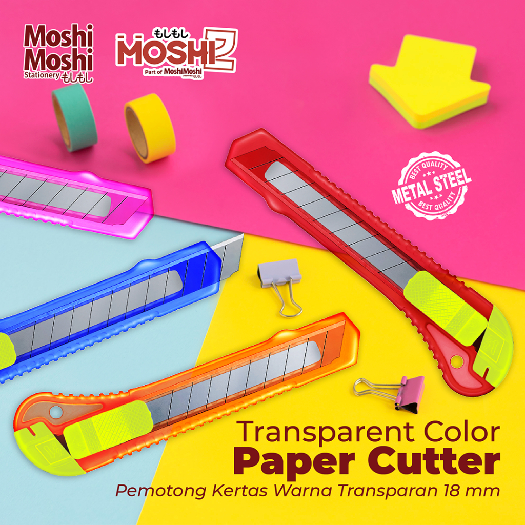 Jual Paper Cutter Moshi Transparent Color Pisau Kertas Tajam Warna ...