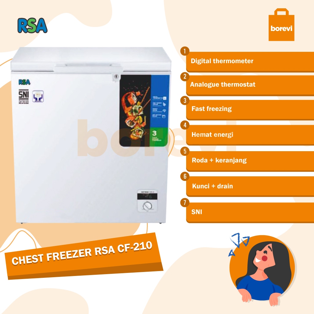 Jual Rsa Cf 210 Chest Freezer Box 200 Liter Lemari Pembeku Kulkas ...