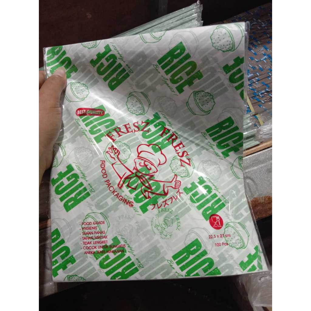 Jual Kertas Nasi Motif Printing Rice warna hijau Kertas KFC | Shopee ...