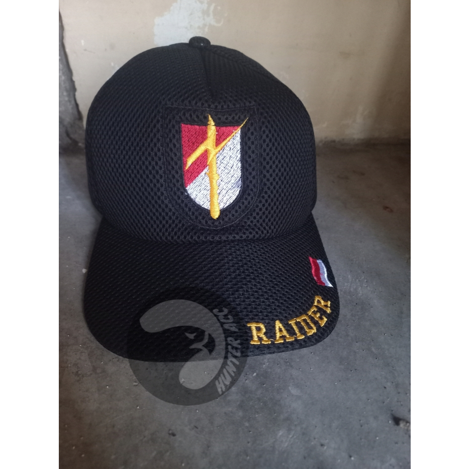 Jual TOPI PRIA RAIDER / TOPI JARING HITAM / TOPI JALA LOGO BORDIR TNI ...
