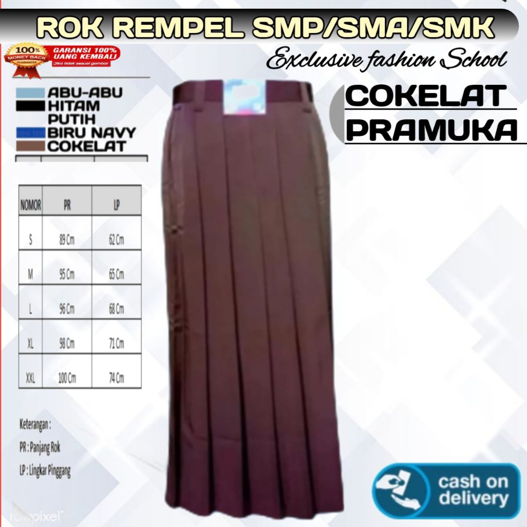 Jual ROK REMPEL SERAGAM SEKOLAH PANJANG SMP SMK SMA ABU-ABU HITAM PUTIH ...