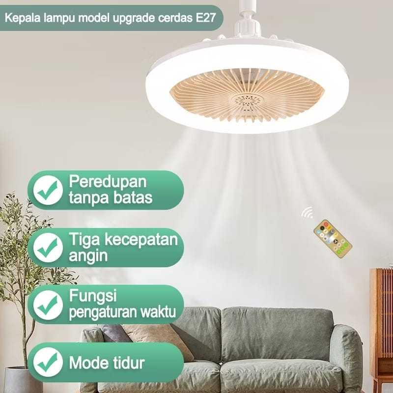 Jual TERLARIS Lampu Kipas AC E27 50Watt Plafon Remote control LED Lampu ...