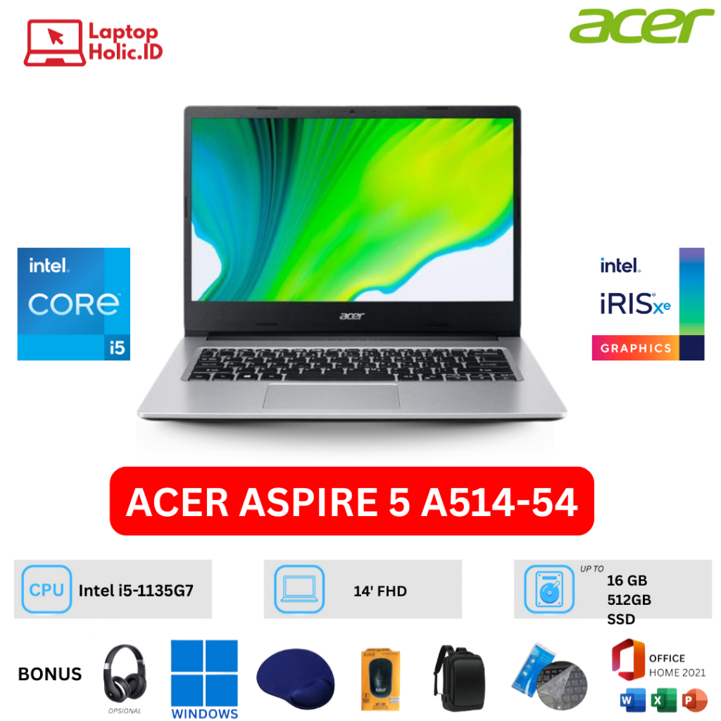Jual ACER ASPIRE 5 A514-54 i5-1135G7 16GB 512GB SSD WINDOWS 11