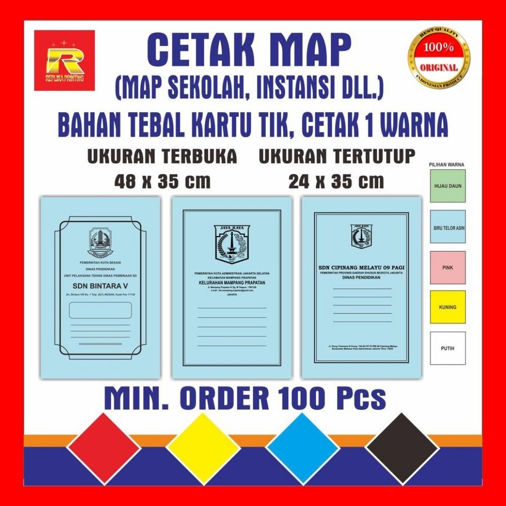 Jual CETAK MAP SEKOLAH, INSTANSI DLL MIN ORDER 100 PCS | Shopee Indonesia