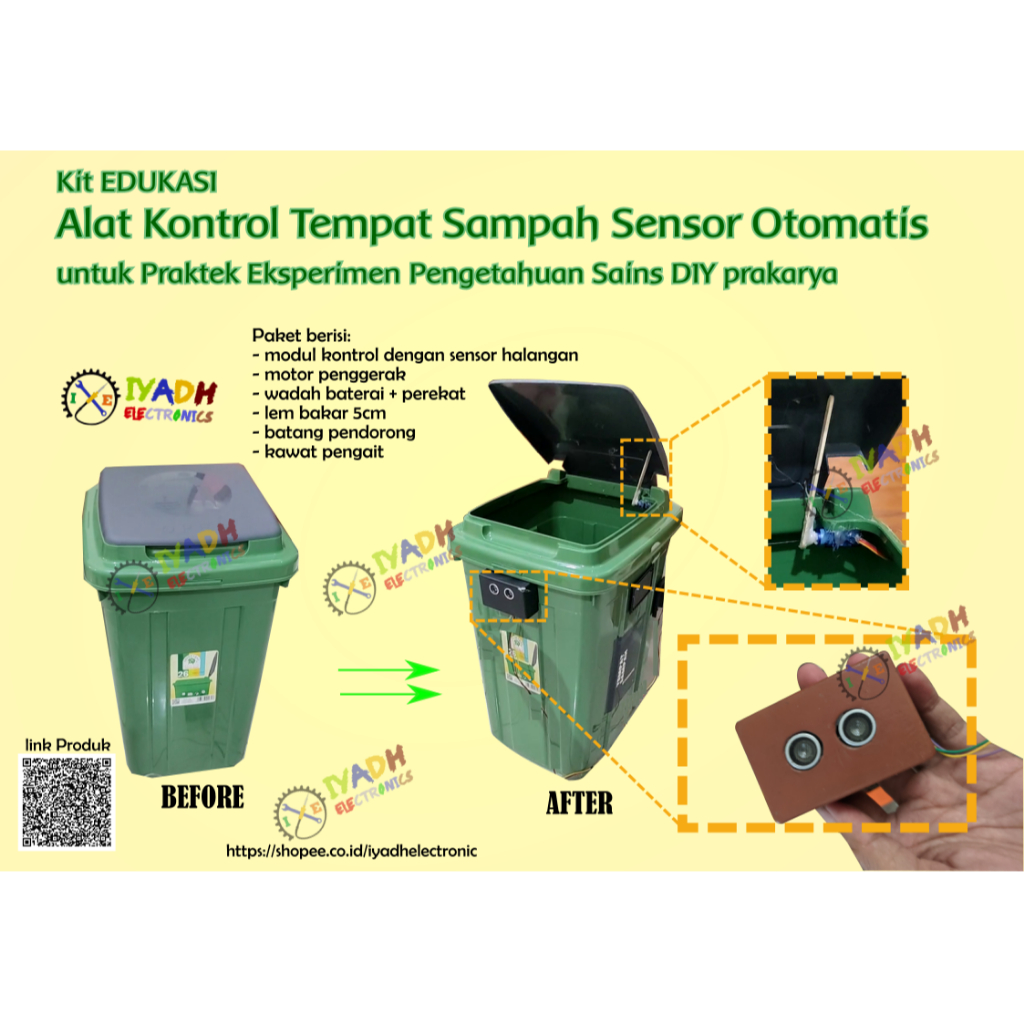 Jual Kit EDUKASI Alat Kontrol Tempat Sampah Sensor Otomatis untuk ...
