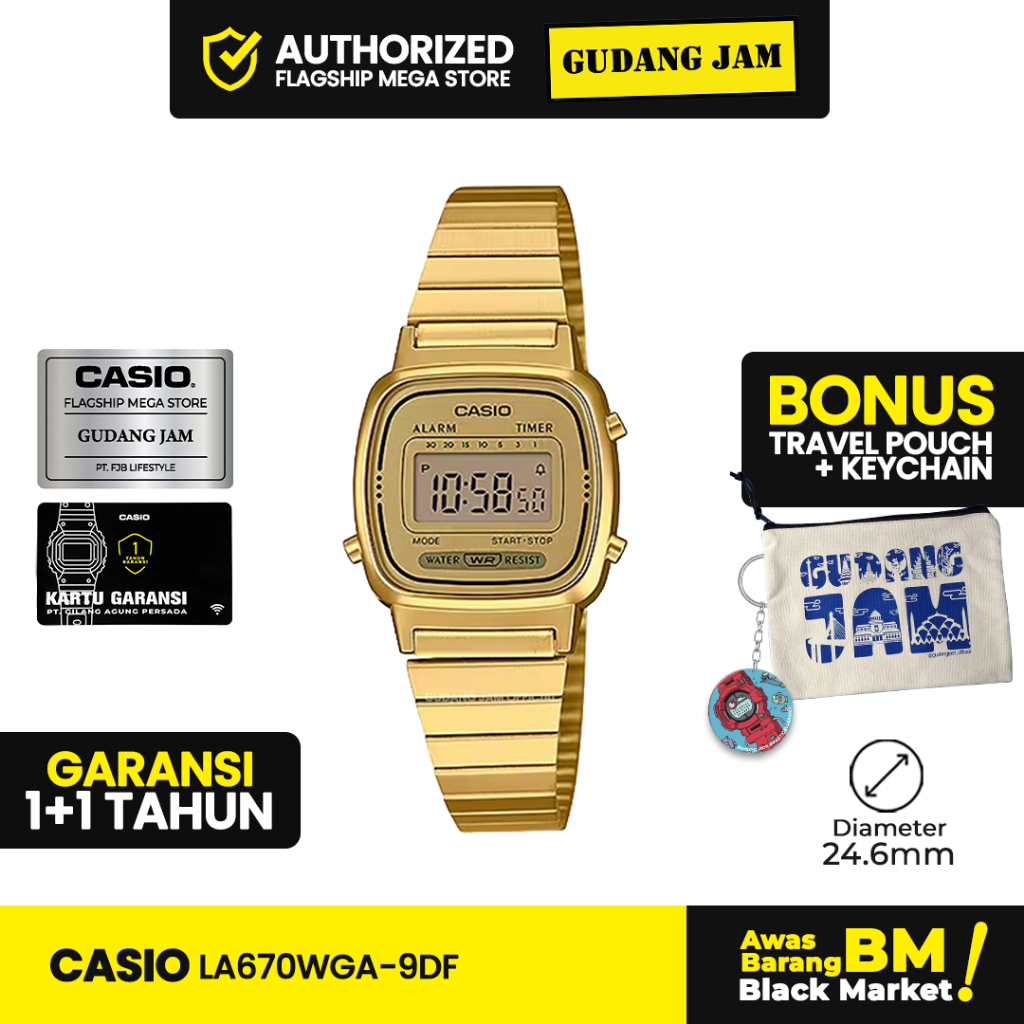 Jam Tangan Wanita Casio Official LA670WGA-9DF Digital…