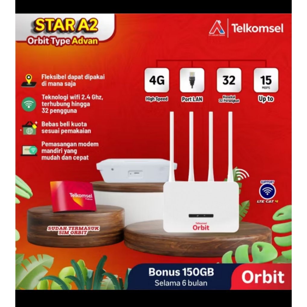 Jual Modem wifi Orbit Star A2 from advan 4 antena 4G bonus kuota 150gb ...