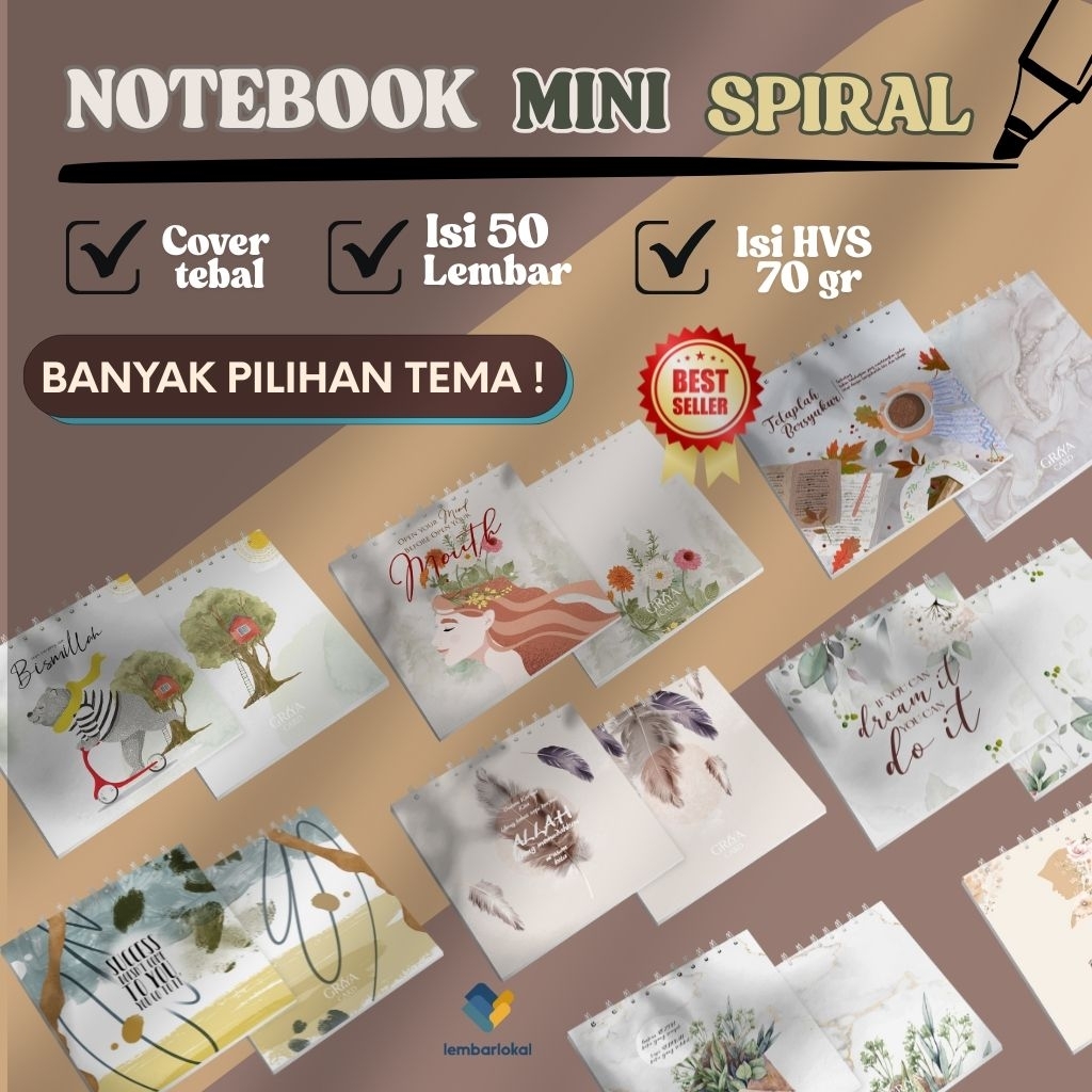 Jual Notebook Mini | Bloknote Aeshtetic Spiral | Souvenir Pernikahan ...