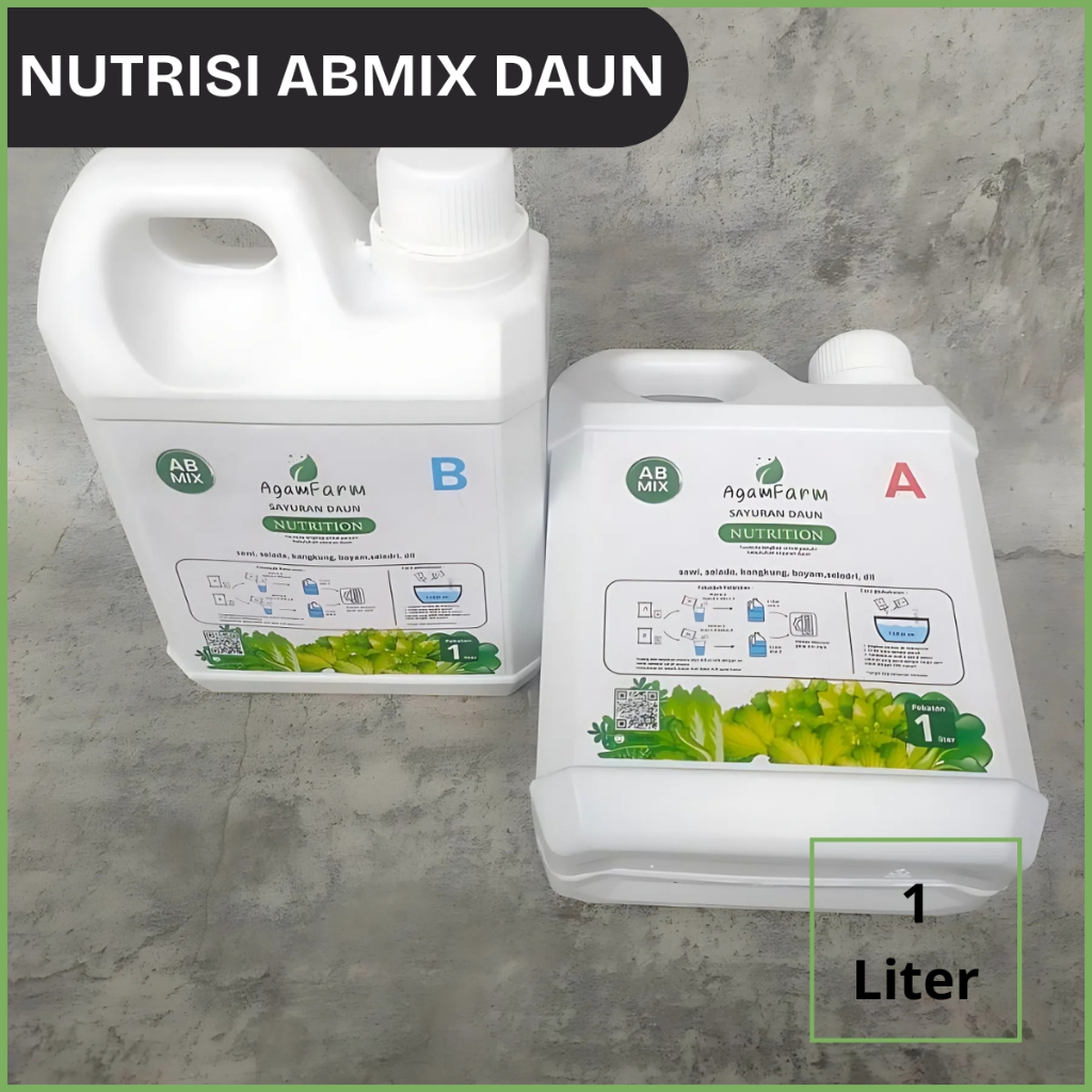 Nutrisi Ab Mix Sayuran Daun untuk Pupuk Hidroponik dan Konvensional Tanah 1 Liter Pekatan