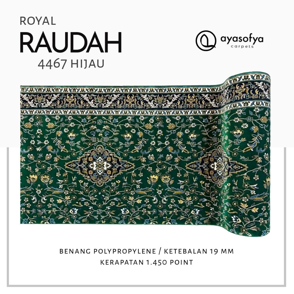 Jual Karpet Masjid Royal Raudah Tebal 22mm, Motif Mewah (Hijau, Merah ...