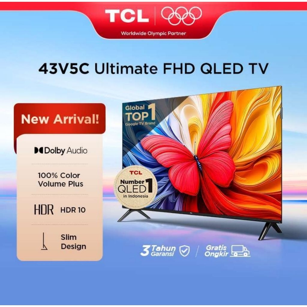 Jual TCL 43V5C - TV TCL V5C 43 inci Layar 2K QLED - HDR 10 - Multiple ...