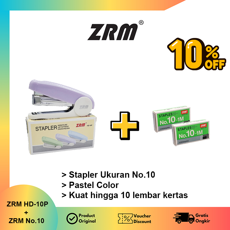 Jual PAKET BUNDLING ZRM HD-10P Stapler + ZRM No.10 Staples 2 box ...