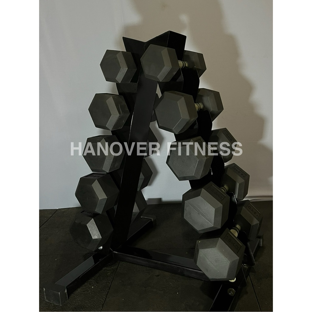 Jual HANOVER FITNESS | Dumbbell set hexagonal dengan rak 2,5kg - 12,5kg ...