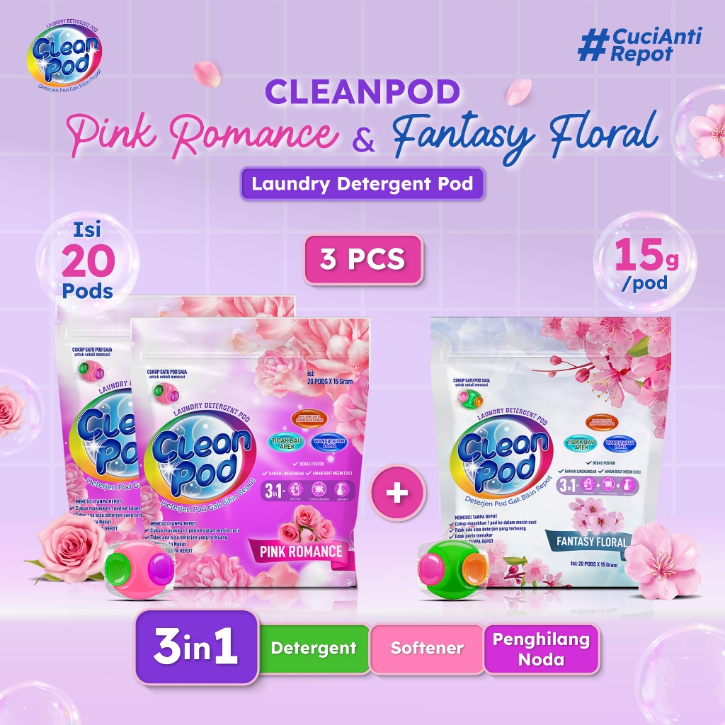 Jual [ CLEANPOD - BELI 2 GRATIS 1 ] 2 pcs Pink Romance + 1 pcs Fantasy ...