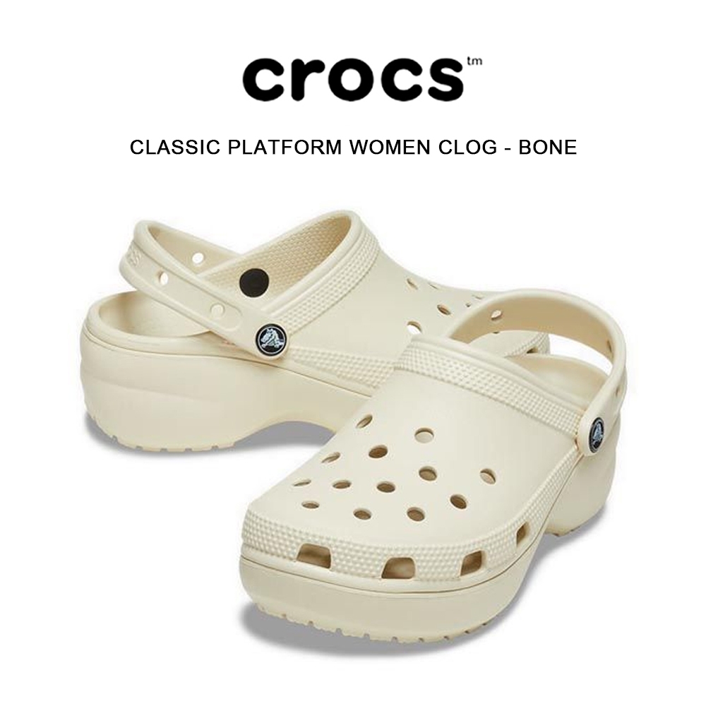 Jual Original Crocs Women'S Classic Platform Clog Premium - Bone (Free ...