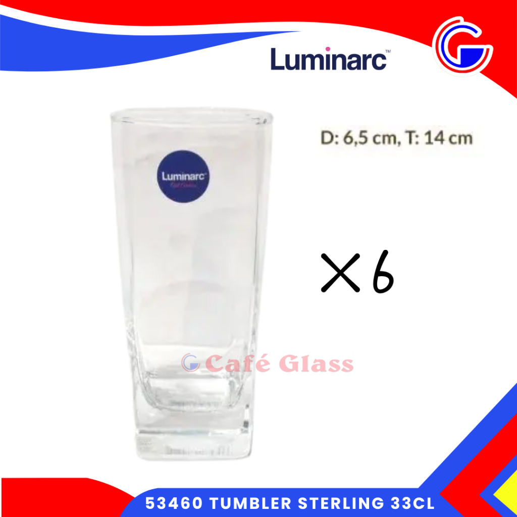 Gelas Sterling Luminarc - Gelas Kaca Kotak Aesthetic - Gelas Set Isi 6 330Ml