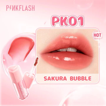 BPOM PINKFLASH Watery Transferproof Lip Cream Bubble Glowy Tint (2g) PF L21