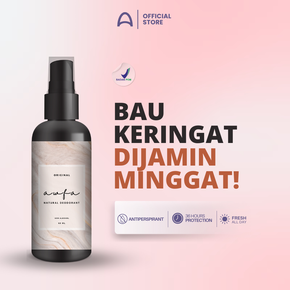 Awfa Natural Deodorant 60ml - Efektif Hilangkan Bau Ketiak & Ketiak Lebih Cerih Tanpa Bekas Noda