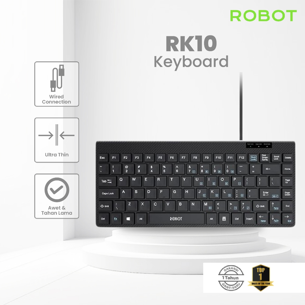 Jual ROBOT Portable Mini Wired Keyboard RK10 Ultra-Thin Garansi Resmi 1 ...