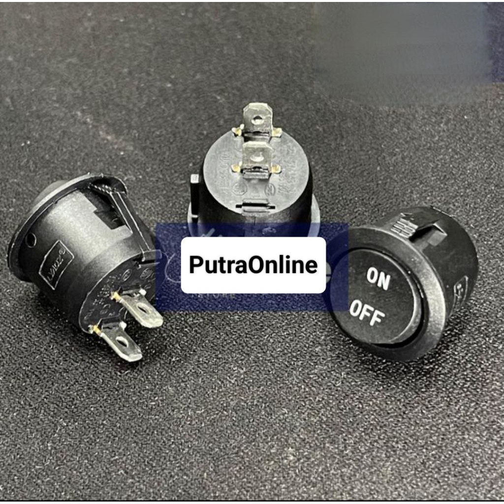 Jual Saklar Switch On Off Bulat Hitam Besar 2 Pin / 2kaki ( Kualitas ...