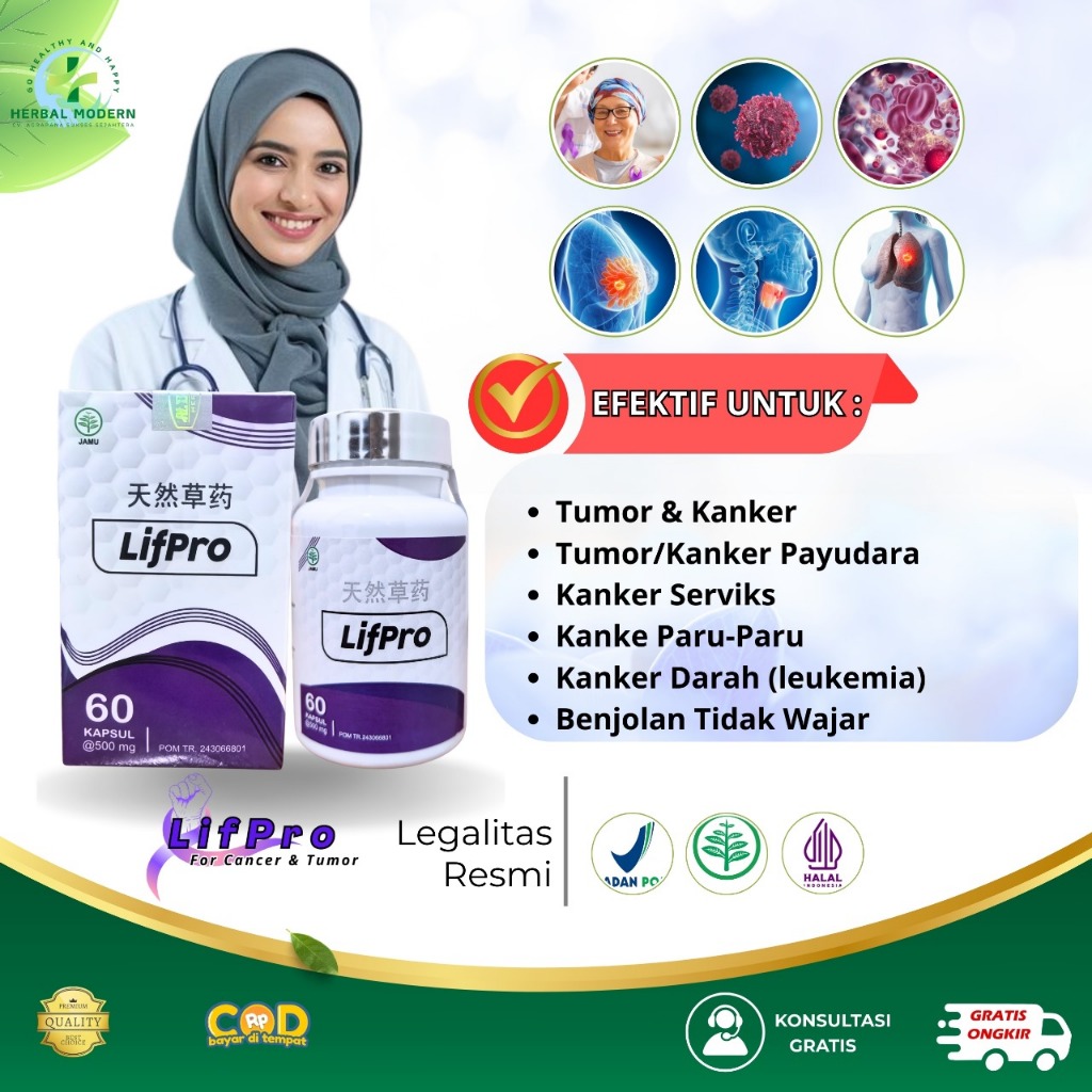 LIFPRO Asli Original Obat Untuk Kanker Ovarium Miom Kelenjar Getah Bening Rahim Tanpa Efek Samping Izin Resmi BPOM-RI