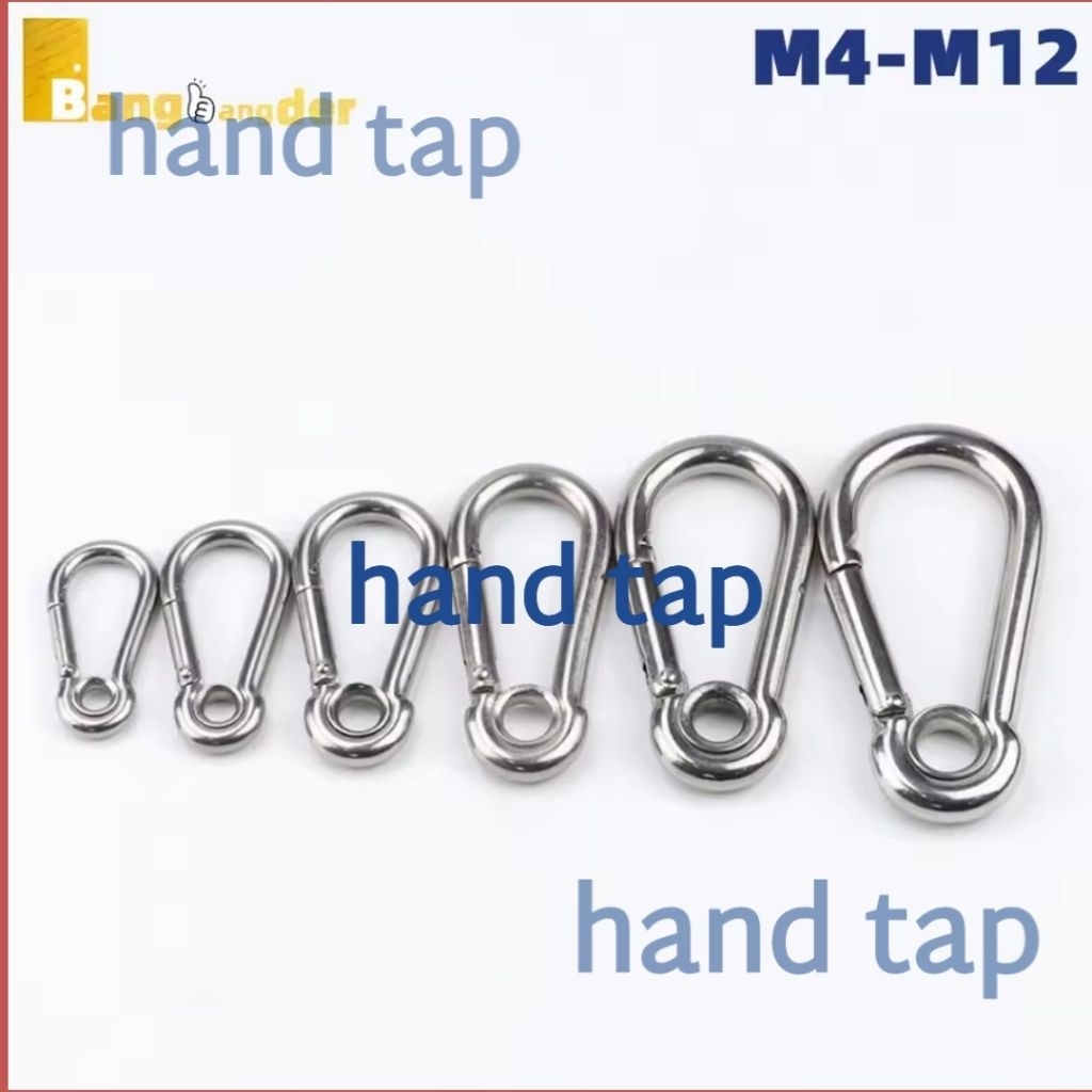Jual karabiner snap hook Stainless 4 mm - 12 mm Eyelet Spring Buckle ...