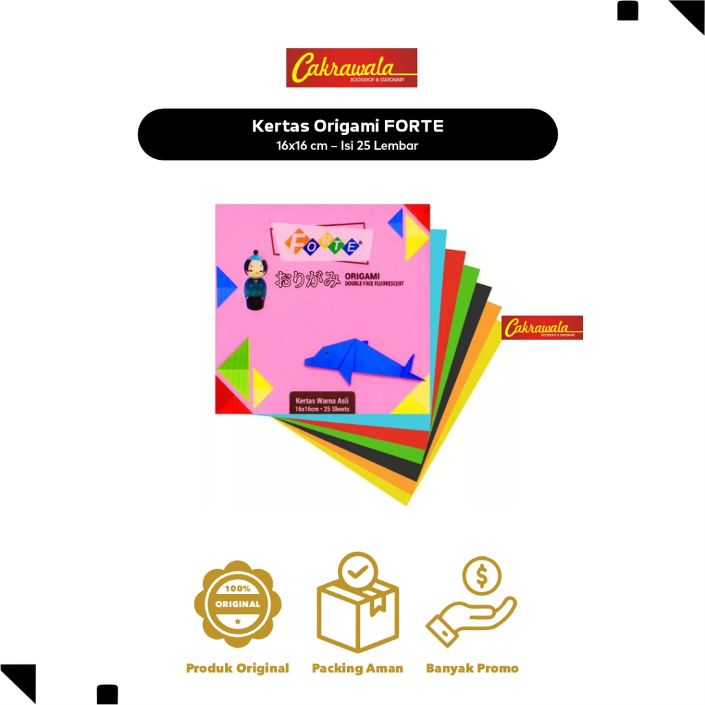 Jual Kertas Origami FORTE 16x16 cm – Isi 25 Lembar | Kertas Lipat Warna ...