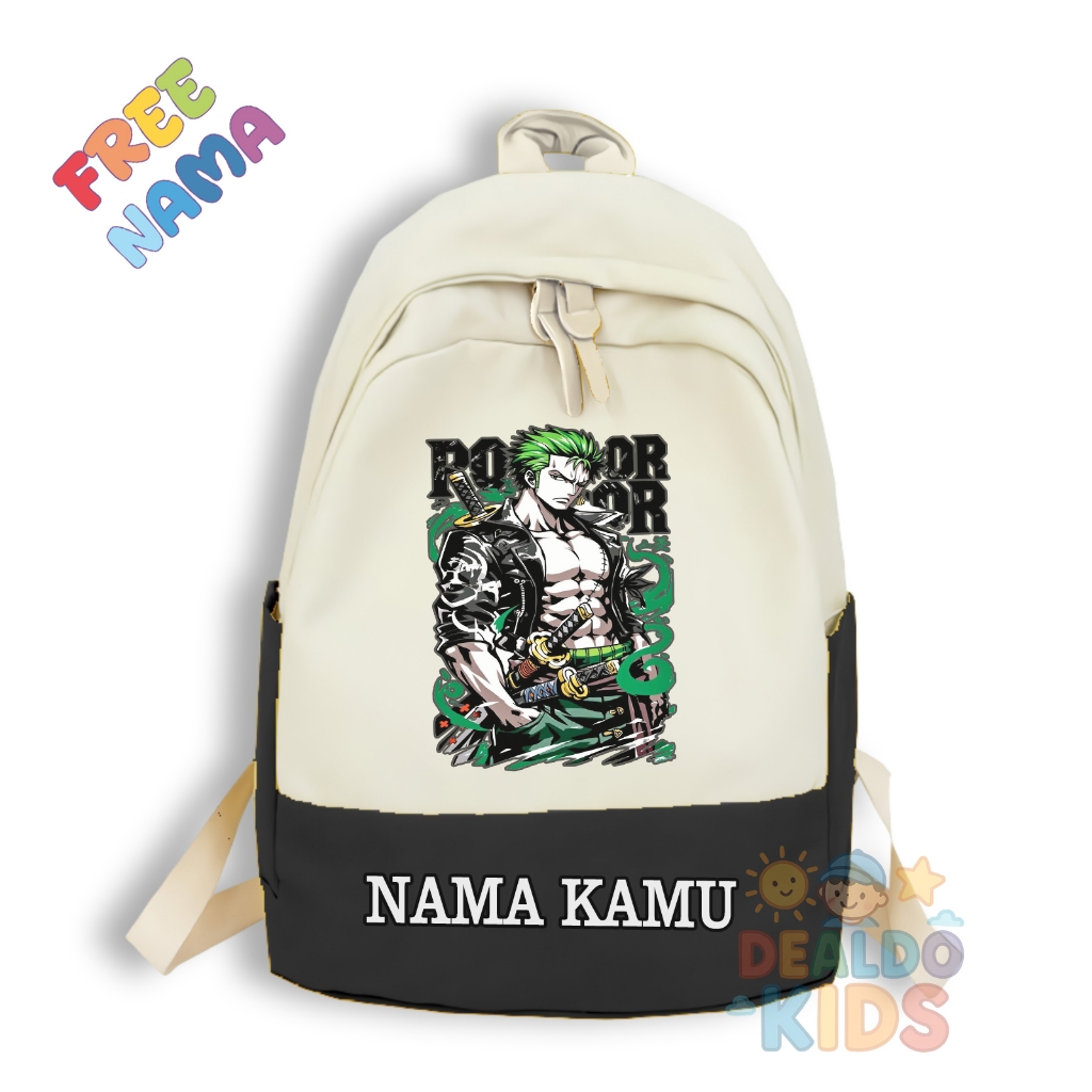 Jual Tas anak sekolah roronoa zorro karakter free nama - Ransel ...