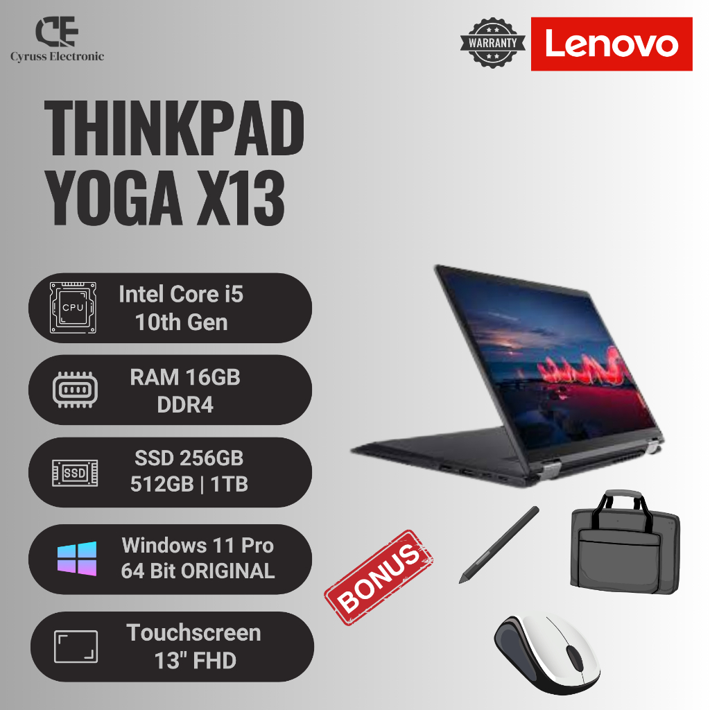 Penna Stilo Wireless Per Lenovo ThinkPad X390 Yoga / X13 Yoga Gen 1 - FRU 01FR723 - 4096 Livelli Pressione, 2 Pulsanti, Lega Alluminio
