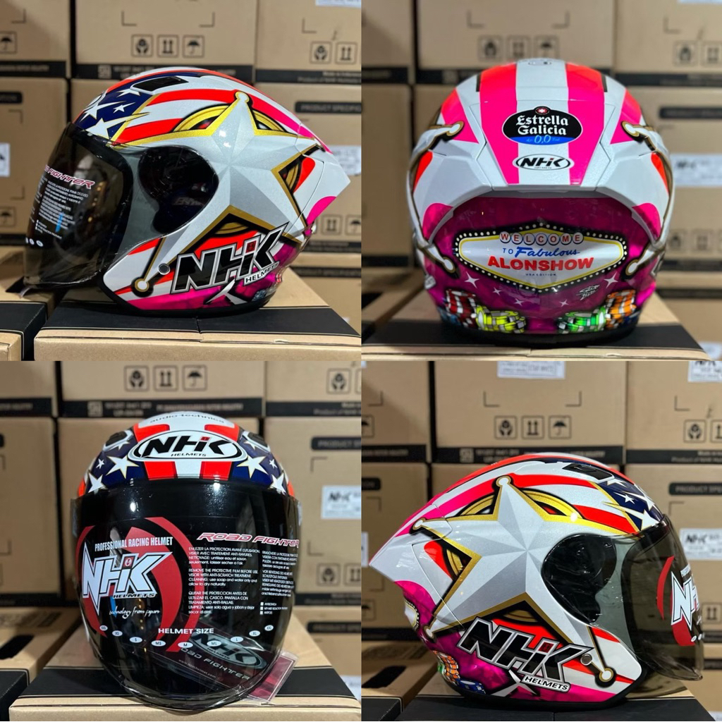 Jual NHK R1 ELITE ALONSO #7 STAR WHITE GP SERIES ORIGINAL HELM HALF ...