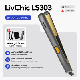 Supernova X LivChic LS303 2IN1 Catok Rambut Untuk Meluruskan Dan Keriting Ringan Alat