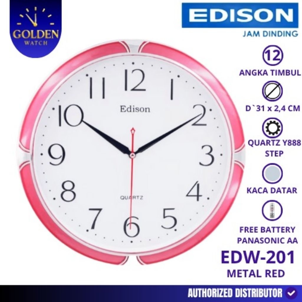 Jual Jam Dinding Edison EDW-201 Metalic Timbul diameter 31cm/Edison Jam ...