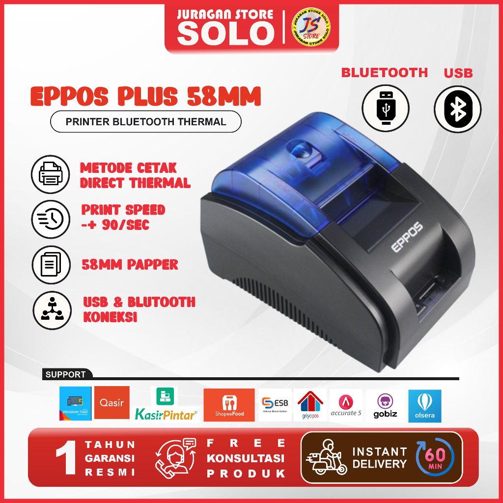Jual Printer Bluetooth EPPOS / IWARE / JPOS RPP02 + 10 Roll Kertas ...