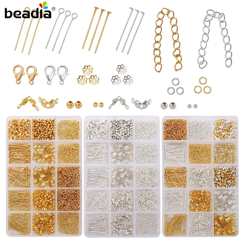 Jual Beadia 1260pcs/set Kit Konektor Kalung Gelang - Lobster Clasp ...