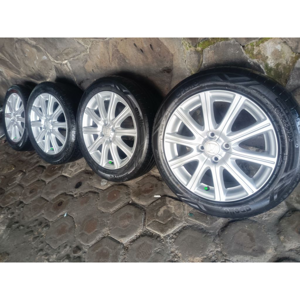 Jual 4 velg R16 pcd 100 + ban 195/55 ori honda jazz RS brio mobilio ...
