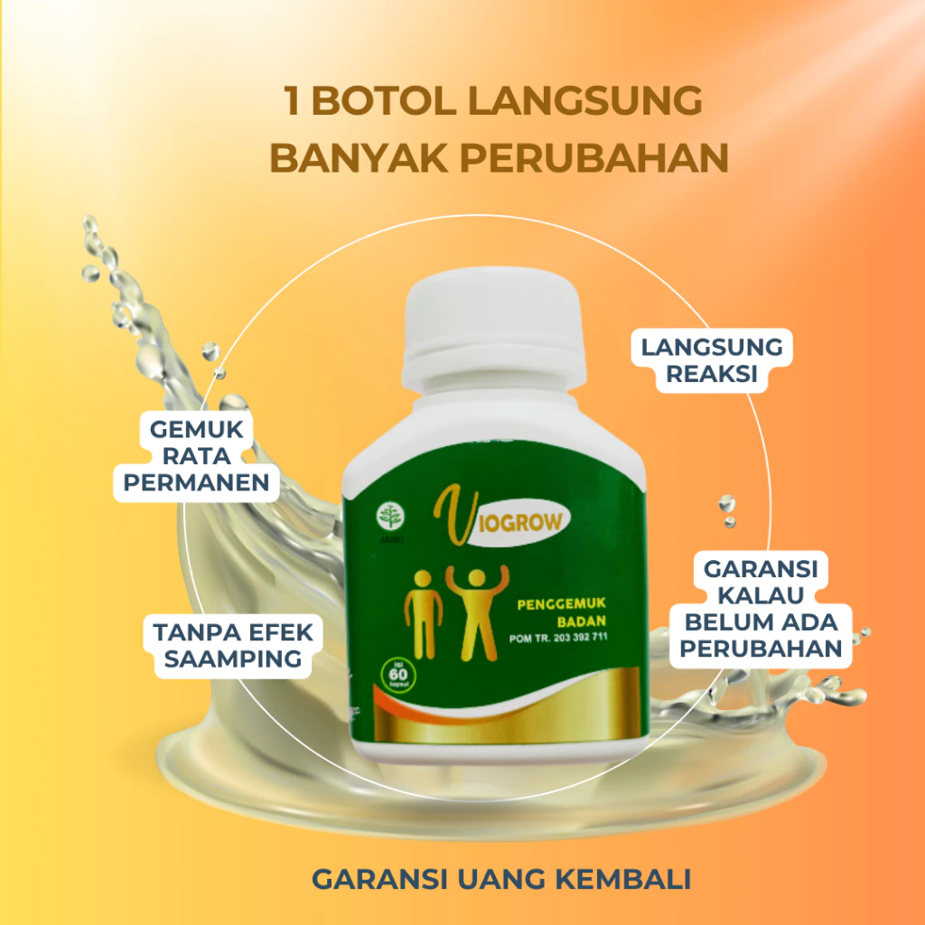 Multivitamin Herbal Suplemen Viogrow Obat gemuk Permanen Penggemuk badan herbal alami serta penambah nafsu makan Berat badan bikin cepat gemuk Penambah nafsu makan anak dan dewasa pria dan wanita ubat gemuk permanen Bpom gemuk farmasi - foto 1