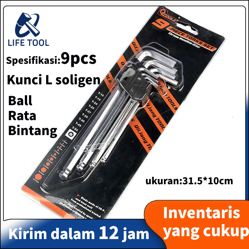 Jual Life tool/9pcs/ kunci l set /Hex Set Key | Shopee Indonesia