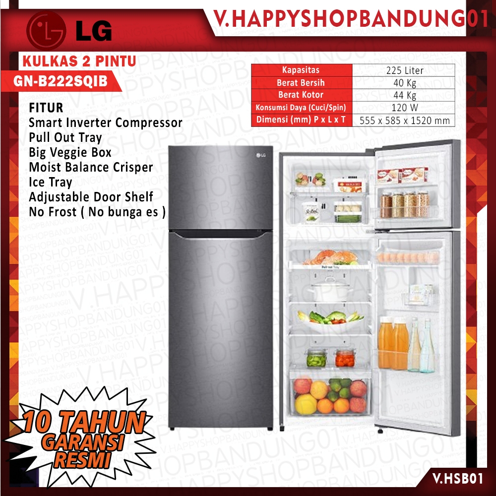 Jual Kulkas LG 2 pintu Smart Inverter 225L Top Freezer Fridge in Dark ...