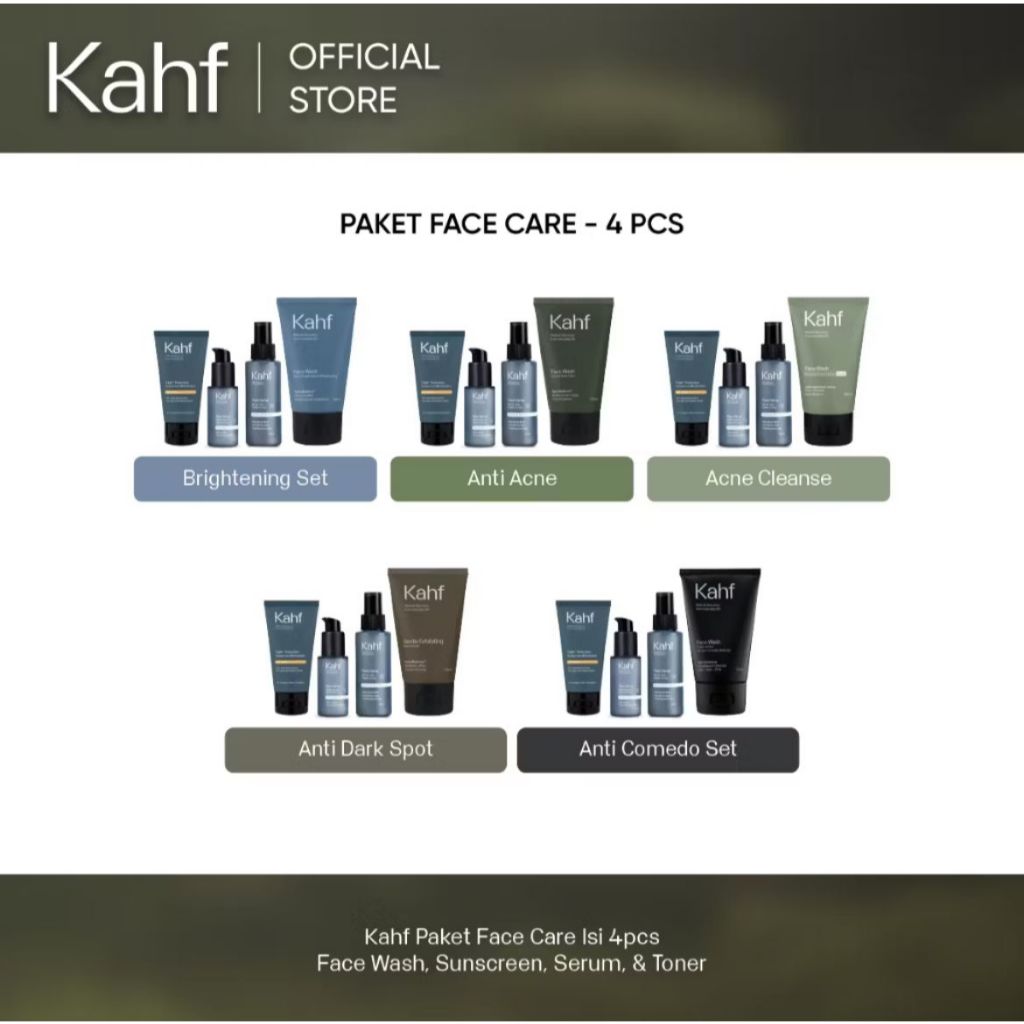 Jual Kahf Paket Face Care Isi 4 (Pencuci,Face spray,Serum,Sunscreen ...