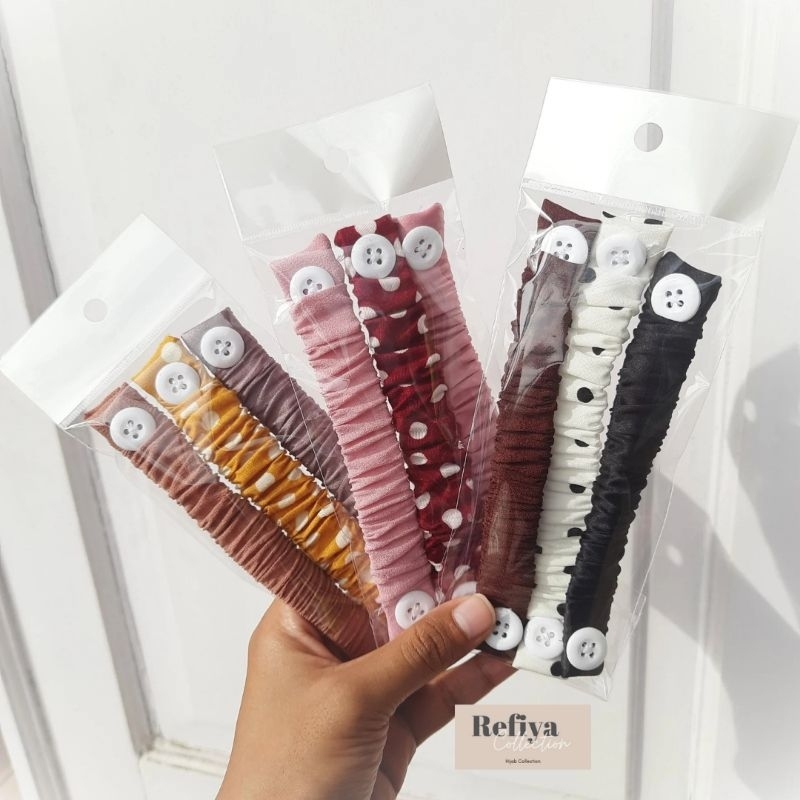 Jual (1 SET 3 PCS)STRAP TALI KONEKTOR MASKER HIJAB KAIN SATIN VELVET ...