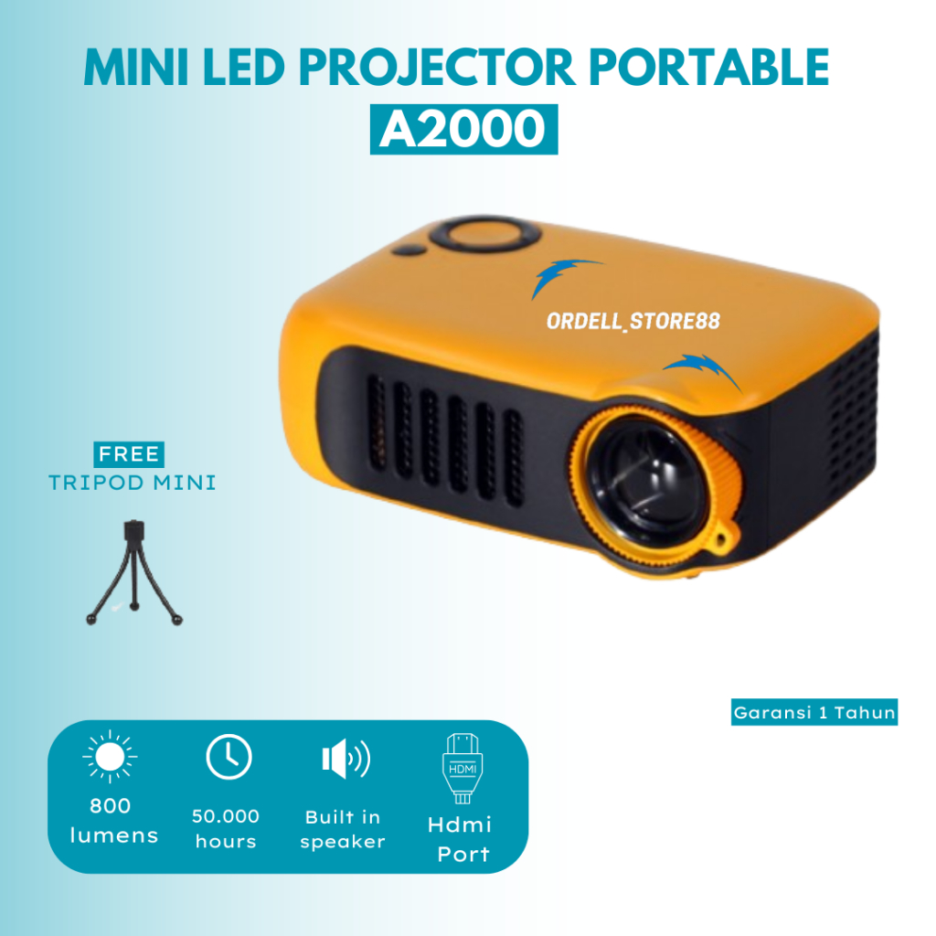 Jual Mini Projector A2000 Full HD 1080P - Portable Projector Original ...
