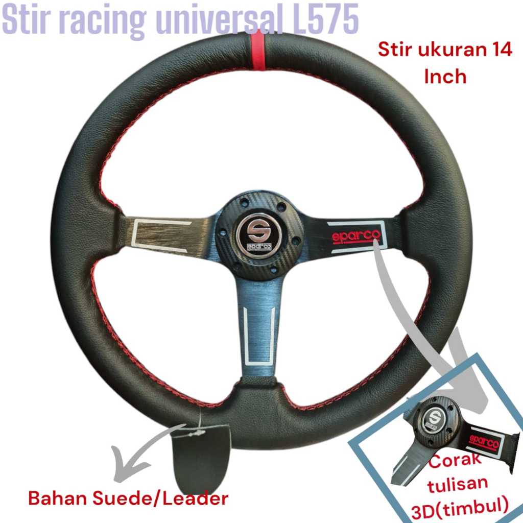 Jual STIR RACING UNIVERSAL TIPE L575 UKURAN 14 INCH bahan Suede ...
